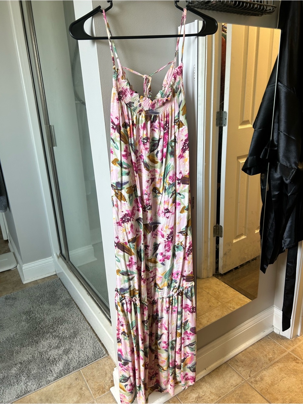 Lush Pink and Green Floral Maxi Dress